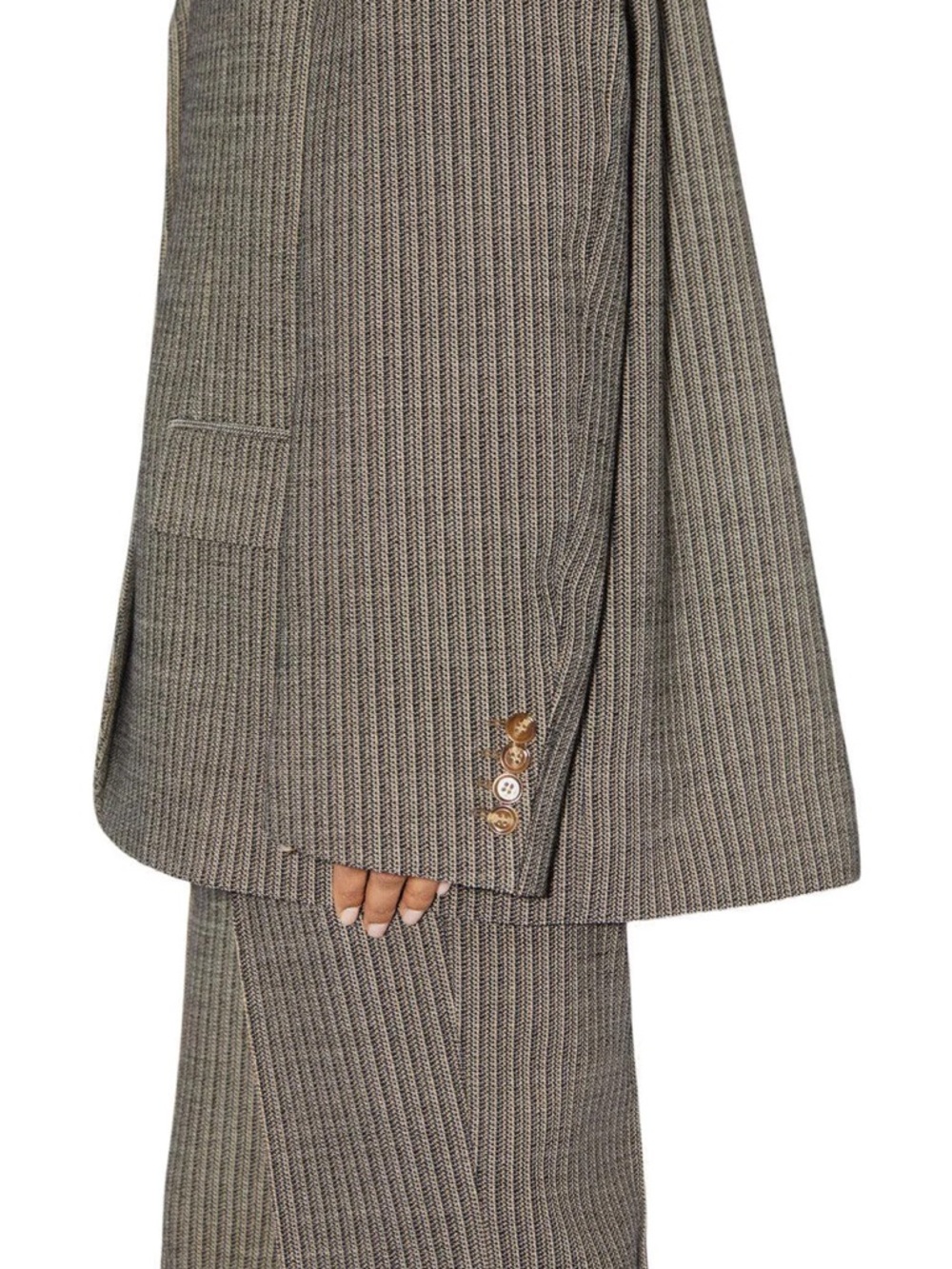 Acne Studios Multi Taupe Pinstripe Wool Blazer EU 32 / US 0 - Picture 7 of 7